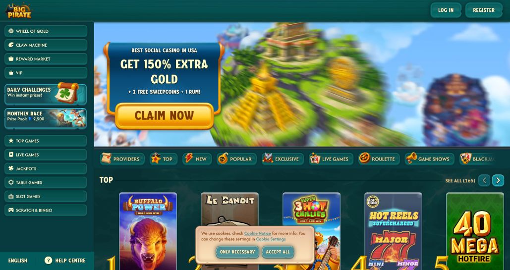 Screenshot of the Big Pirate homepage